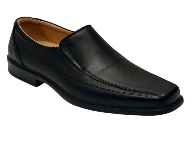 Esse Comfort Men's Leather Bicycle Toe Loafer - Black
