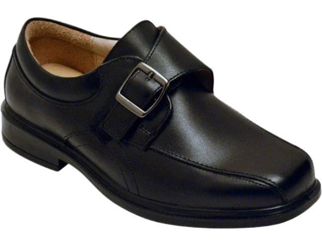 Benelaccio Boys' Leather Bicycle Toe Buckle Shoes - Black
