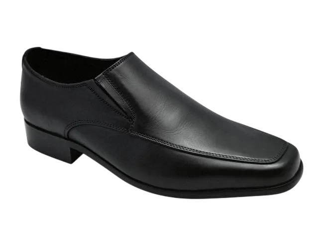 Wizfort Men's Leather Sole Moc Toe Loafer - Black